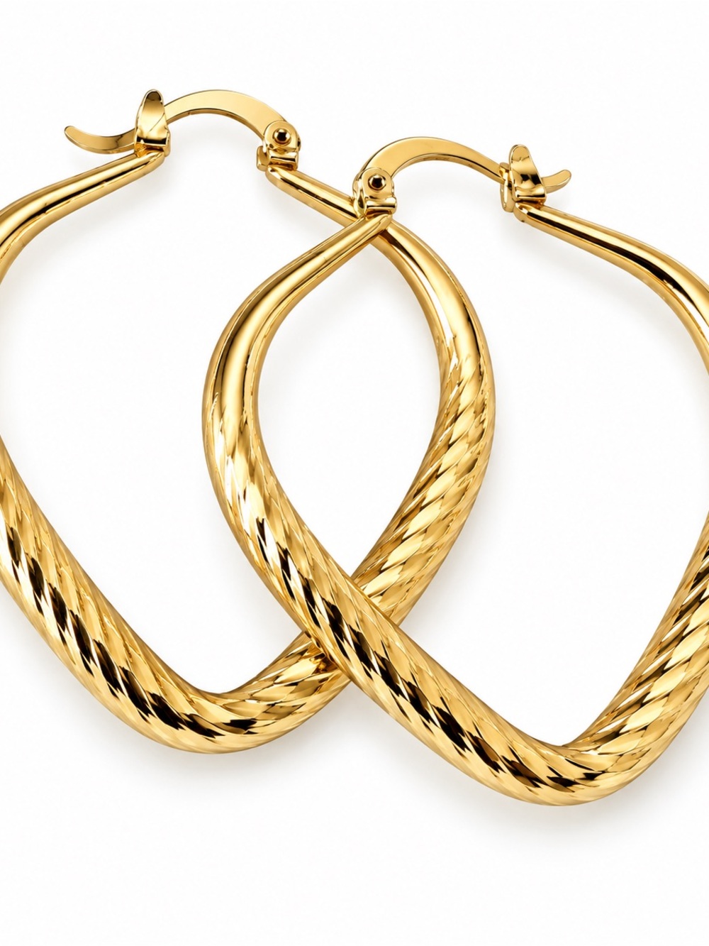 Gold plated Twisted Hoop Earrings - Women Jewelry